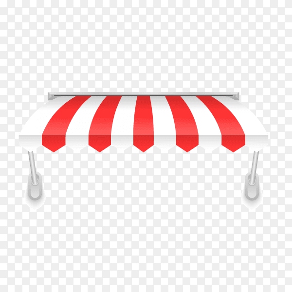 Illustration of awning in red and white color on transparent PNG