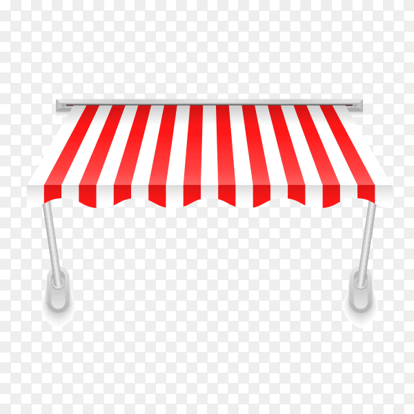 Illustration of awning in red and white color on transparent background PNG