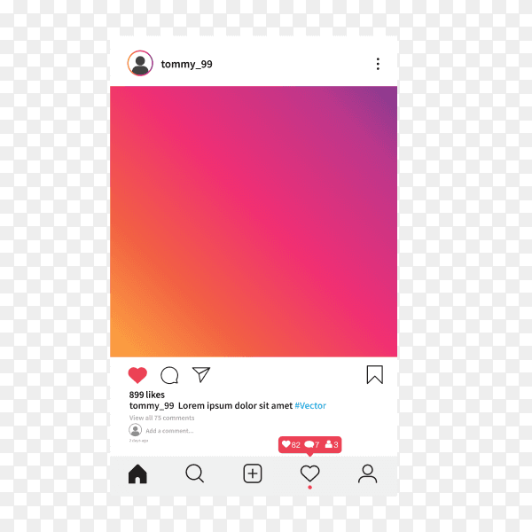 Instagram app page template on transparent background PNG