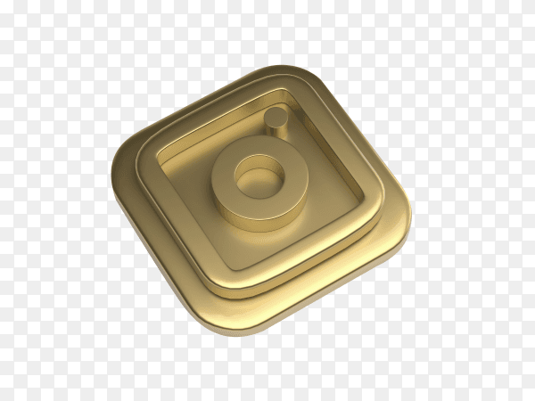 Instagram logo 3d gold render on transparent background PNG