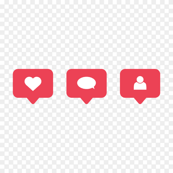 Instagram photo frame template and social media notification icon symbol on transparent background PNG