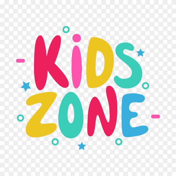 Kids zone cartoon 3d text style effect on transparent background PNG
