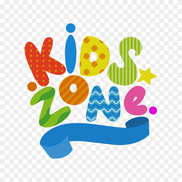 Kids zone label text sticker childish badge on transparent background PNG