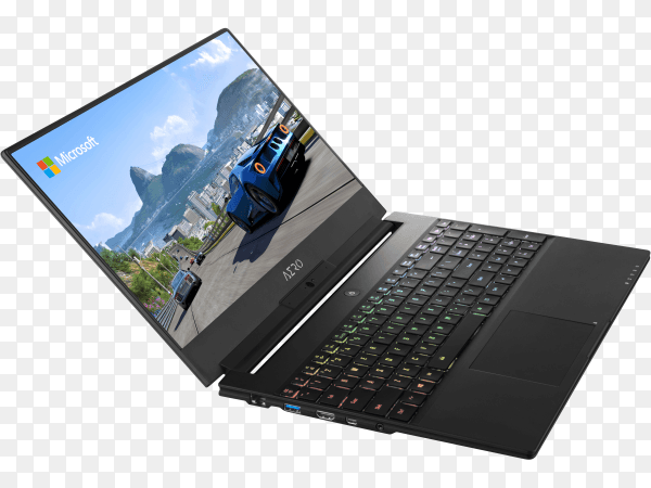 Laptop digital device mock-up design on transparent background PNG