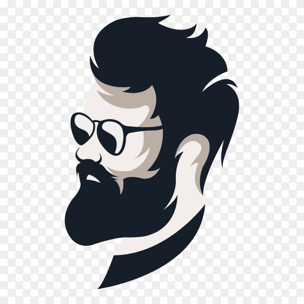Man with beard vintage barbershop logo templates on transparent background PNG