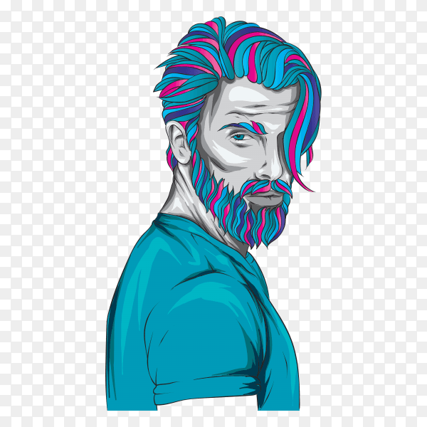 Man with fashionable hairstyle illustration on transparent background PNG