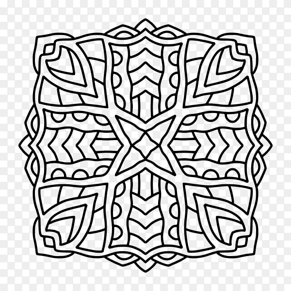 Mandala tile ornament on transparent background PNG