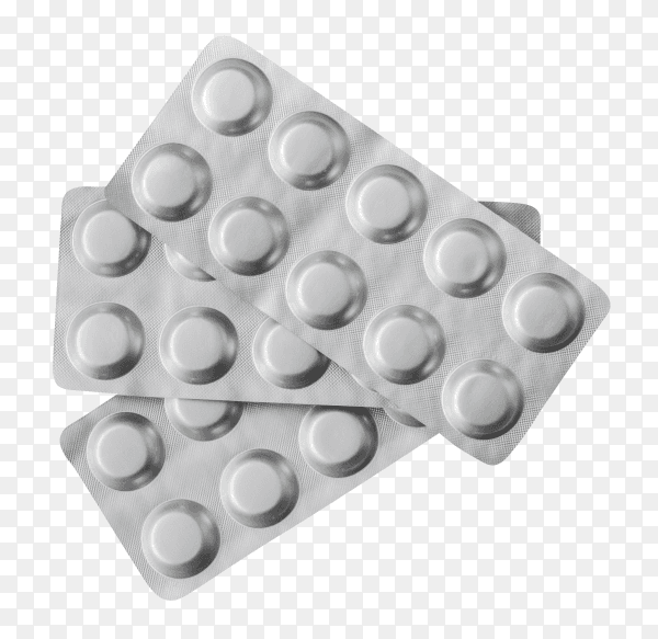 Medical blister pack isolated on transparent background PNG