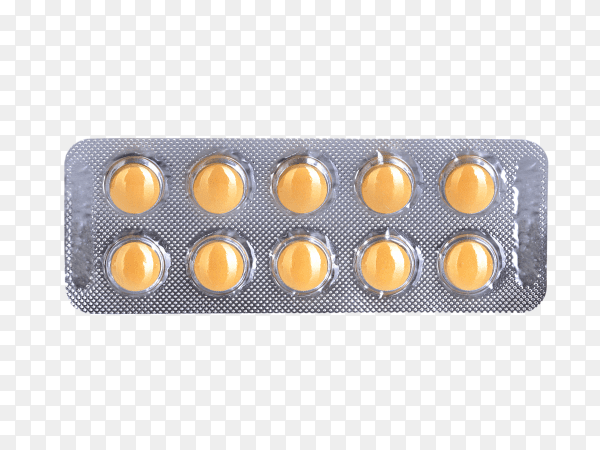 Medicine pills packed in blisters isolated on transparent background PNG