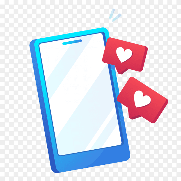 Mobile phone with love sign icon in gradient design on transparent background PNG