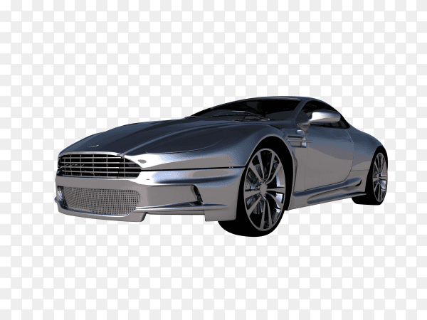 Modern Silver car isolated on transparent background PNG