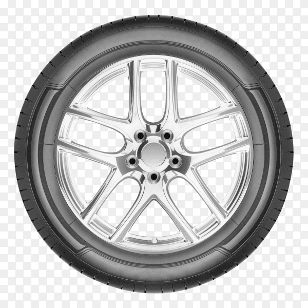 Modern automotive wheel on transparent background PNG