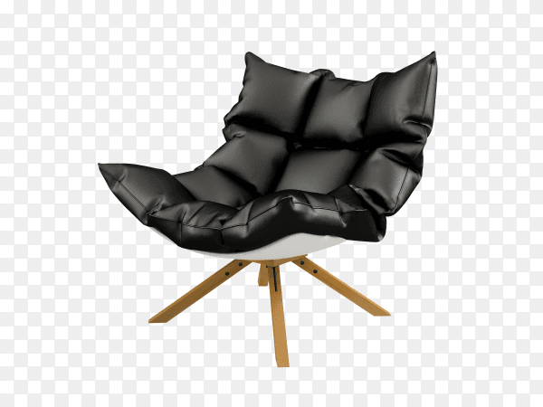 Modern black chair isolated on transparent background PNG