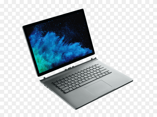 Modern gray laptop isolated on transparent background PNG