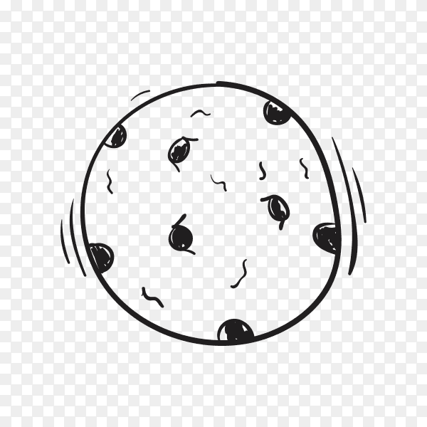 Moon - cartoon hand drawn on transparent background PNG