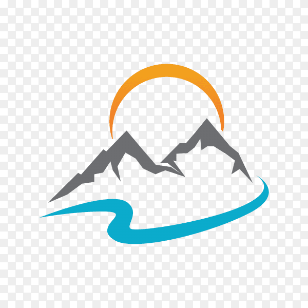 Mountain logo template on transparent background PNG