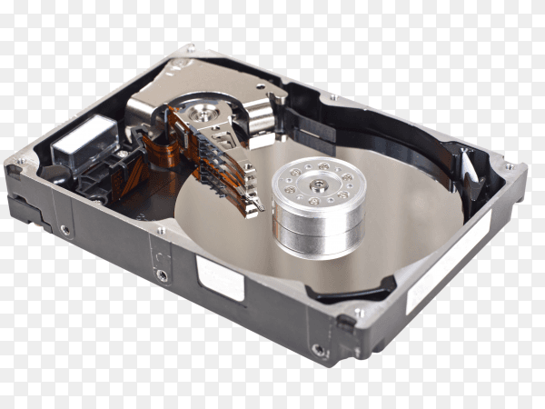 Open hard drive on transparent background PNG