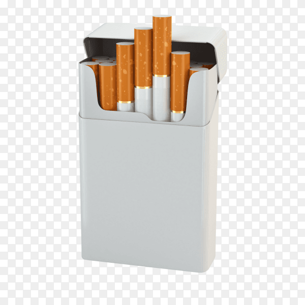 Opened pack full of cigarette closeup isolated on transparent background PNG