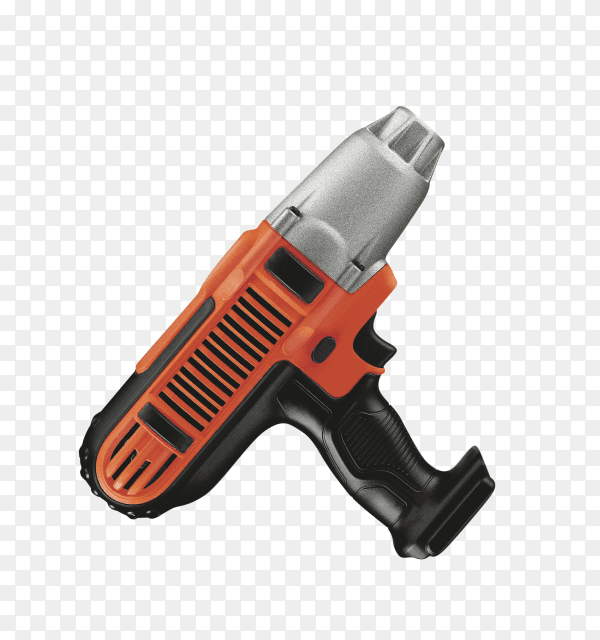 Orange screwdriver or drill isolated on transparent background PNG