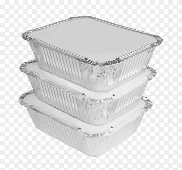 Packed foil food boxes on transparent background PNG