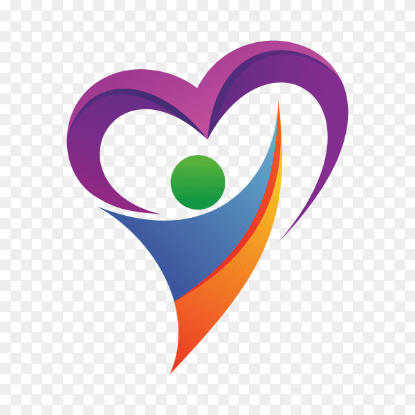 People with heart logo on transparent background PNG
