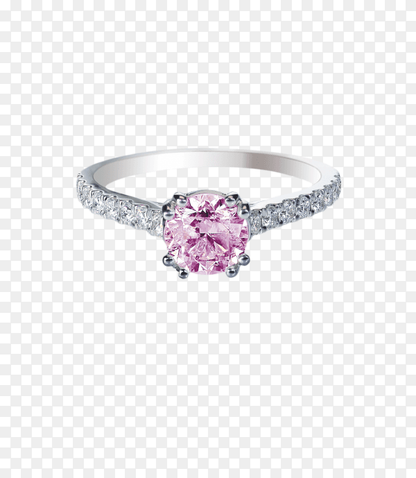 Pink diamond wedding ring on transparent background PNG
