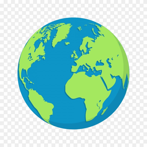 Plant earth globes in flat design on transparent background PNG