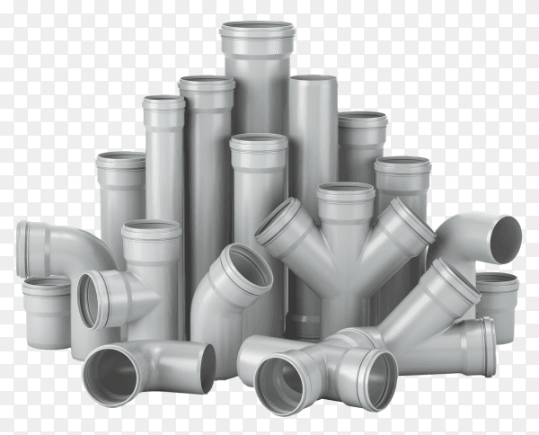 Plastic PVC pipes isolated on transparent background PNG
