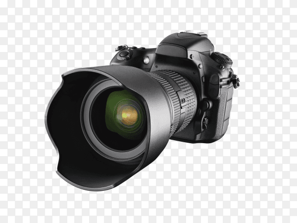 Professional DSLR camera on transparent background PNG