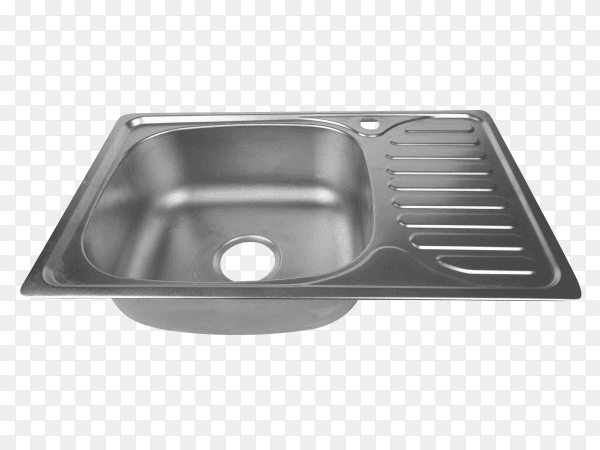 Realistic metal sink isolated on transparent background PNG