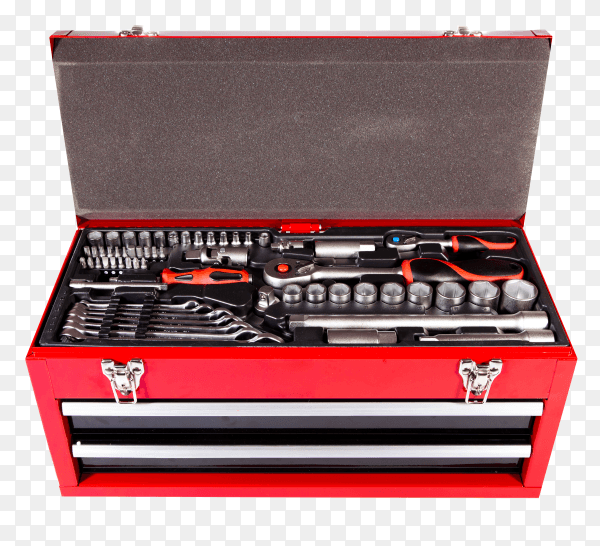 Red box with the tool on transparent background PNG