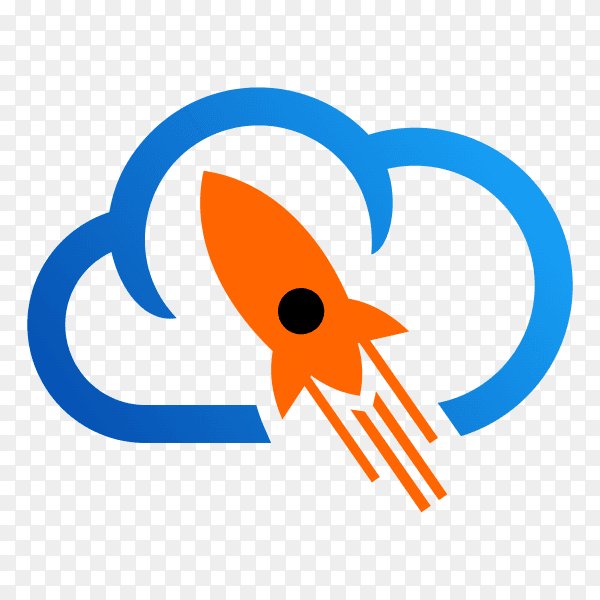 Rocket Cloud Logo Design Template on transparent background PNG