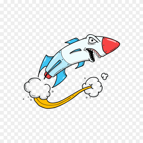 Rocket attack cartoon on transparent background PNG