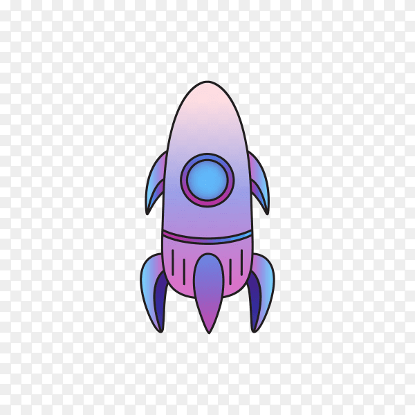 Rocket flying in outer space illustration on transparent background PNG