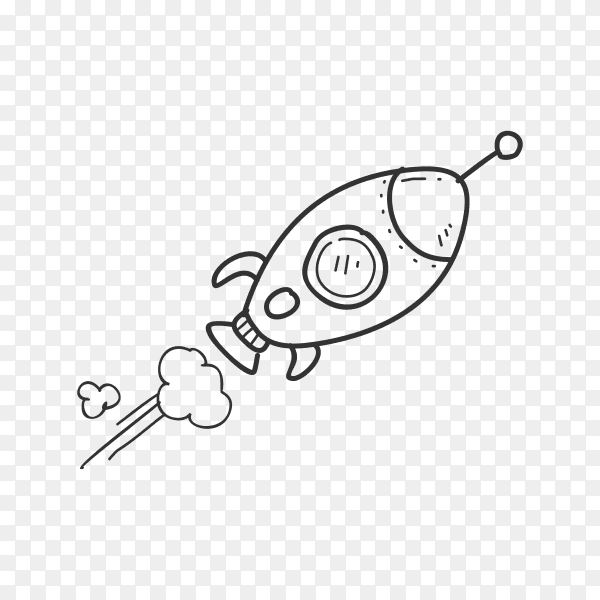 Rocket hand drawn illustration on transparent background PNG
