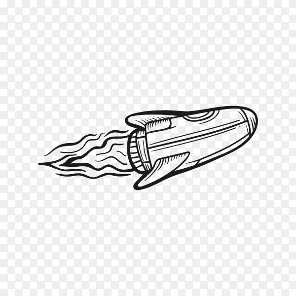 Rocket icon in flat design on transparent background PNG