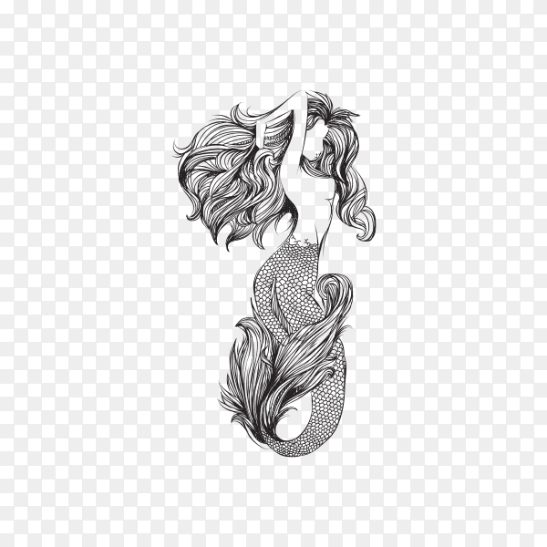 Tattoo mermaid on transparent background PNG