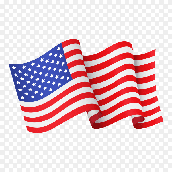 Waving American flag on transparent background PNG