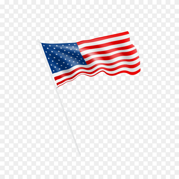 Waving flag of the United States of America on transparent background PNG