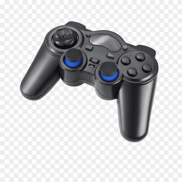 Wireless gamepad in black color isolated on transparent background PNG