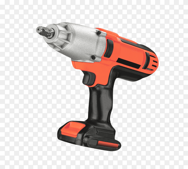 Black and orange drill or screwdriver on transparent background PNG