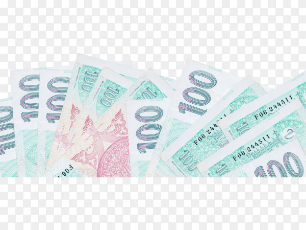 czech koruneuro bills banknote on transparent background PNG