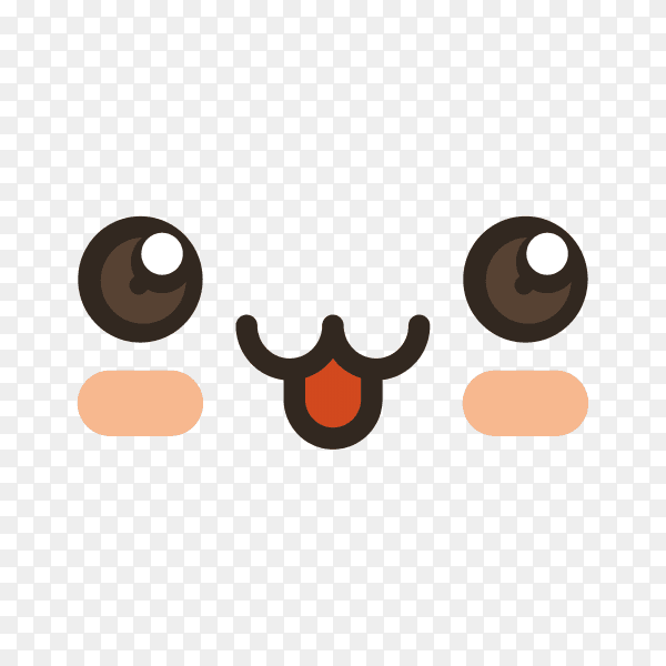 designs of kawaii expression illustration on transparent background PNG
