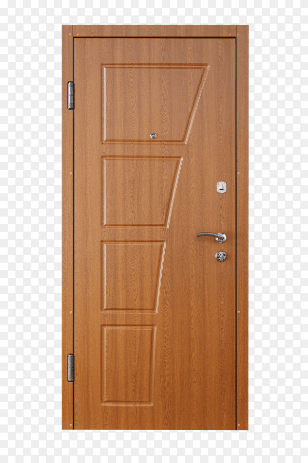 wooden door in brown color on transparent background PNG