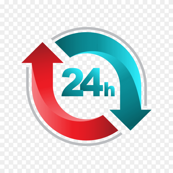 24 hours open customer service design on transparent background PNG