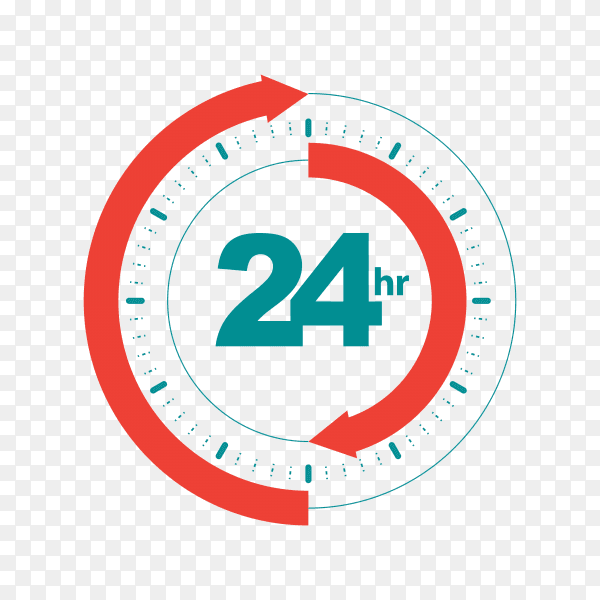 24 hours open customer service illustration on transparent background PNG