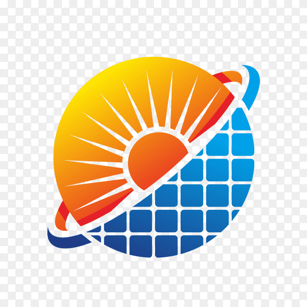 Abstract modern solar energy logo design on transparent background PNG