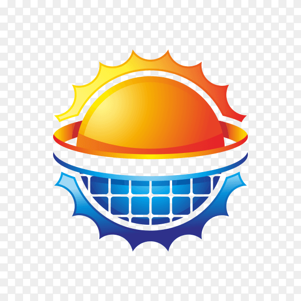 Abstract modern solar energy logo design template on transparent background PNG