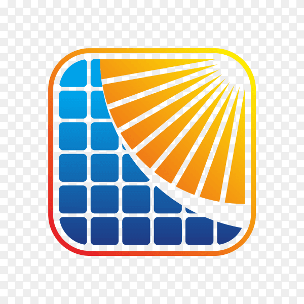 Abstract solar energy logo design illustration on transparent background PNG
