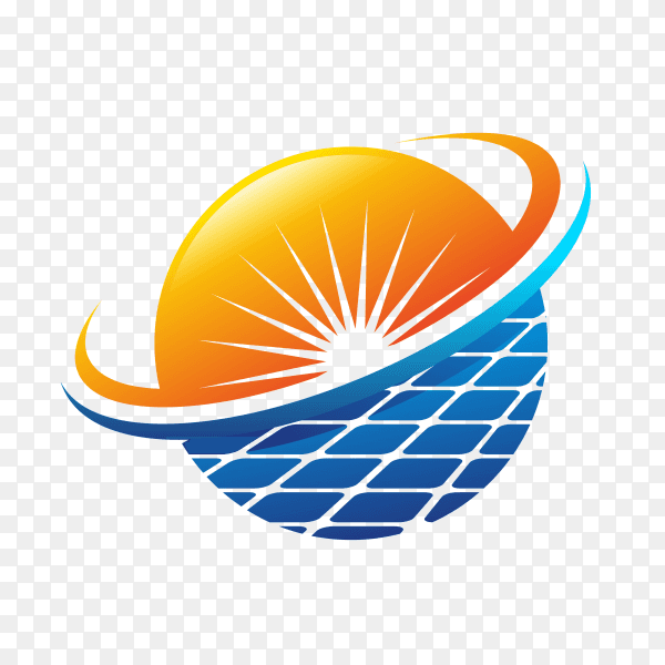Abstract solar energy logo design isolated on transparent background PNG
